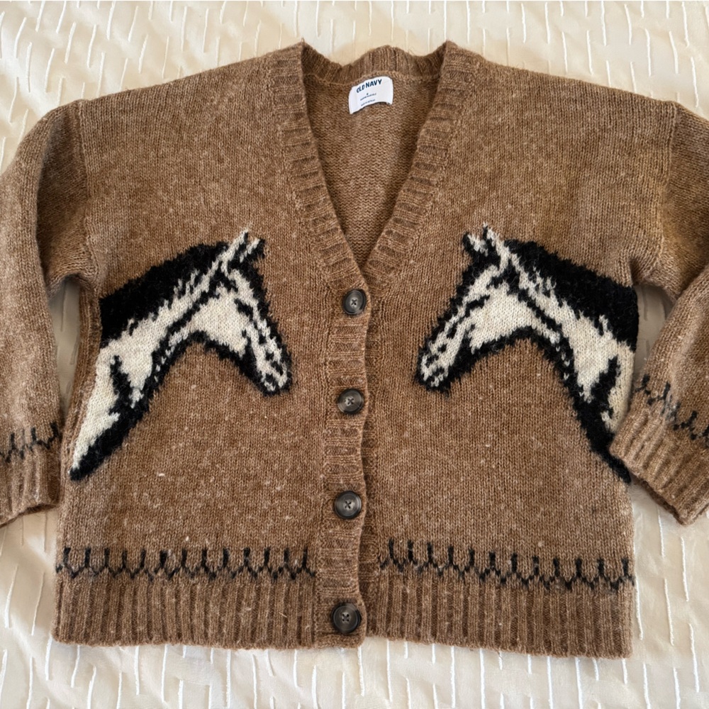 Old Navy Brown Horse Cardigan Sweater!